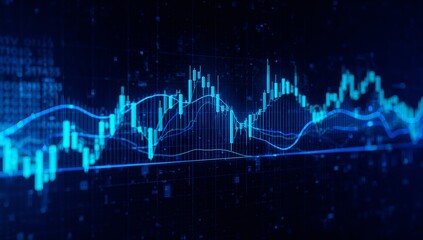 Dynamic financial chart showing stock market data in vibrant blue, perfect for illustrating investment trends and economic analysis in a modern design