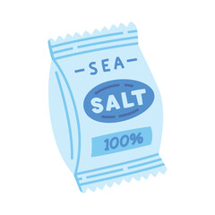 Sea Salt in Blue Package Used in Culinary Vector Illustration