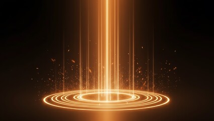 Glowing Orange Energy Portal with Floating Sparks on Black Background