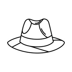 Simple line drawing of a classic fedora hat on a white background