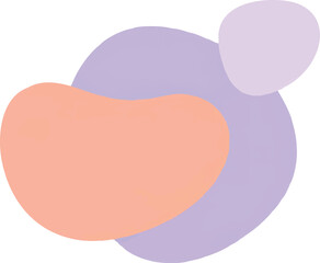Abstract illustration with overlapping peach and purple shapes.