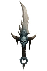 Naklejka premium Fantasy Bone Dagger with Skull Hilt and Serrated Blade - RPG Weapon Illustration