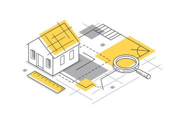 Architectural engineering concept, construction plan in creation progress