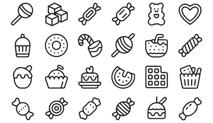 Naklejka premium Modern confection icon collection for dessert menus, branding, and digital illustrations