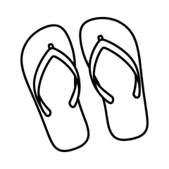 Simple outline drawing of a pair of flip flop sandals on a white background