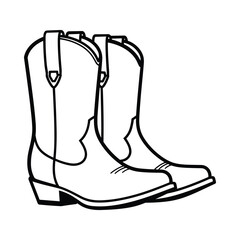 Classic western cowboy boots line art illustration