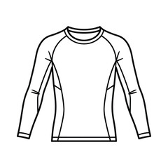 Technical long sleeve t shirt outline drawing for apparel design and fashion illustration