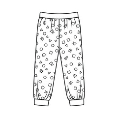 Children s pajama pants with geometric shapes pattern line art illustration