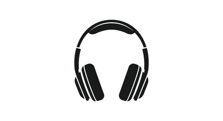 A striking black depiction of over ear headphones against a white backdrop a clean silhouette