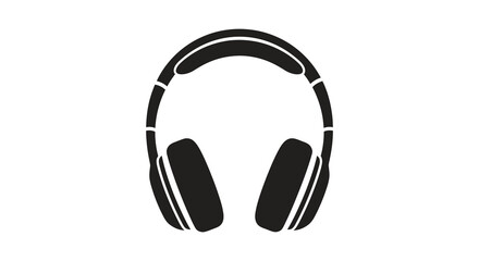 Simple black headphones graphic design illustration with a modern style and bold outline silhouette
