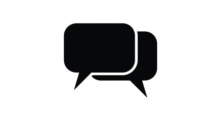 Two overlapping black speech bubbles communicating ideas and dialogue simplistic design silhouette