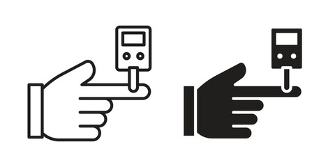 Blood sugar test icon symbol. Classic flat and linr style