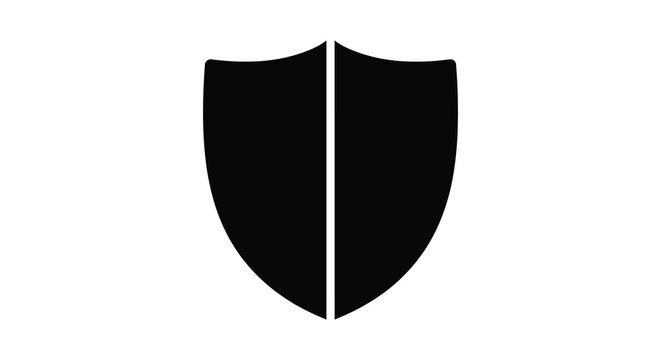 A stark black shield design with a vertical division and clean lines silhouette