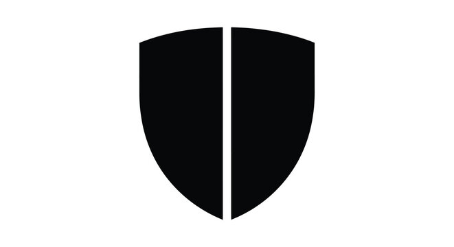 A striking black shield design with a vertical division simple and bold silhouette