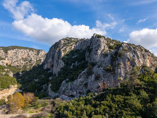Rocky mountains creating narrow gorge in Gokdere Turkiye