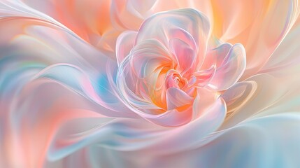Abstract pastel swirls mimicking the colors and translucency of delicate flower petals in gentle motion