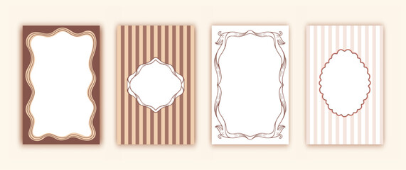 Retro frames in Art Nouveau style for social media, photo cards, posters, invitations, etc. Vector.