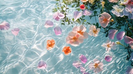 An artistic composition of scattered pastel flower petals