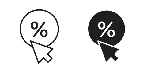 Click through rate icon symbol. Classic flat and linr style