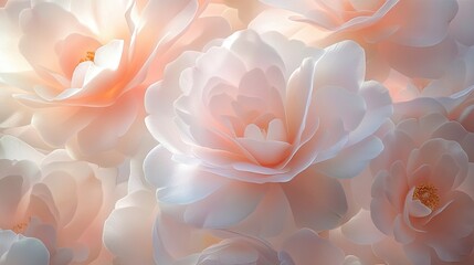 Layers of pastel camellias arranged in natural beauty