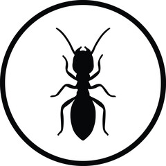 Illustration ant in circle logo pest control silhouette vector