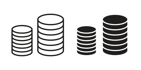 Coins stack icon symbol. Classic flat and linr style