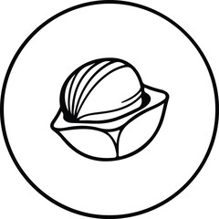 Illustration Hazelnut seed icon in circular frame silhouette vector