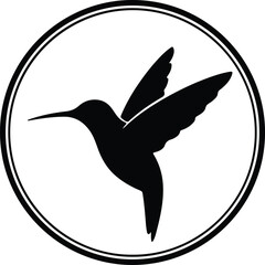 Illustration Hummingbird in a circle creative modern logo silhouette vector