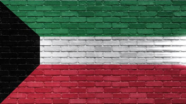 Kuwait Flag Painted on Brick Wall A Symbol of National Identity Patriotism and Resilience in the Middle East Reflecting Cultural Heritage and Independence Day Celebrations. - Powered by Adobe