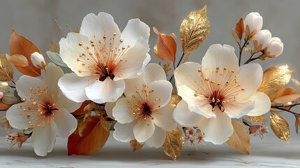 Exquisite floral artwork with delicate peach and cream blossoms high resolution picture