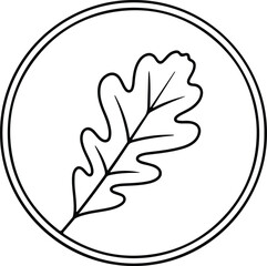 Illustration oak leaf inside circle logo design silhouette vector