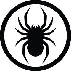Illustration of a black spider in circle simple silhouette vector