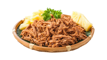 Pulled Pork with Pineapple Slices isolated on a transparent background