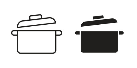 Cooking pot icon symbol. Classic flat and linr style