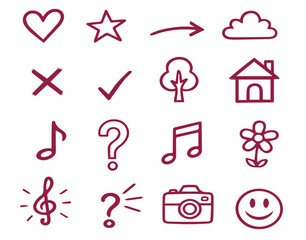 Collection of simple, hand-drawn icons representing various concepts and ideas