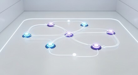 Network nodes interconnected with glowing lines data flow concept