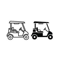 Naklejka premium Golf cart icon set outline and solid style vector illustration