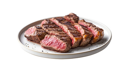 Sliced Grilled Steak isolated on a transparent background