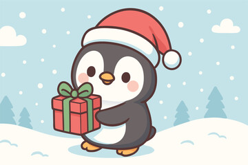 Cute Christmas characters vector illustration featuring Santa Claus, Mrs. Claus, reindeer, snowmen, elves, penguins, polar bears, and gingerbread men.