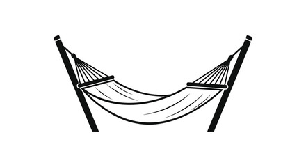 a simple black and white illustration of a hanging hammock perfect for relaxation silhouette