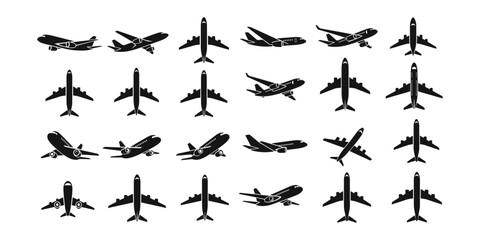 airplane and aircraft vector silhouettes for global travel