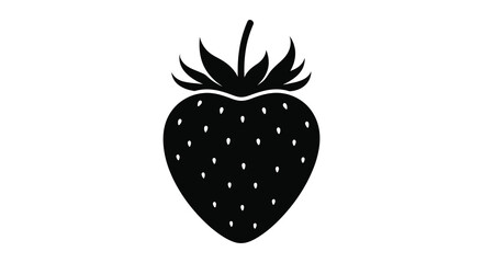 A minimalist depiction of a fresh strawberry showcasing its form as a dark silhouette