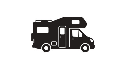 a sleek black motorhome stands prominently displayed against a white backdrop a captivating silhouette