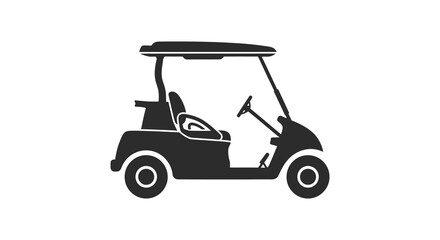 Fototapeta premium A simple black glyph illustration of a golf cart showing its distinct form silhouette