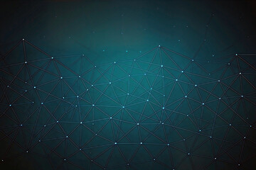 Futuristic Network Plexus Background with Connected Lines and Digital Nodes in Dark Blue Teal Gradient. AI Generative.