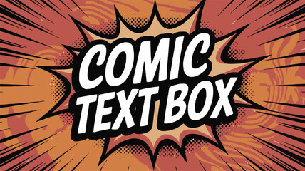 Comic explosion text box with bold retro pop art burst and dynamic halftone background illustration