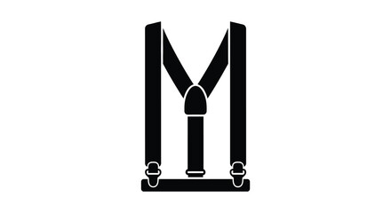 A striking black image depicting suspenders forming the letter m a bold silhouette