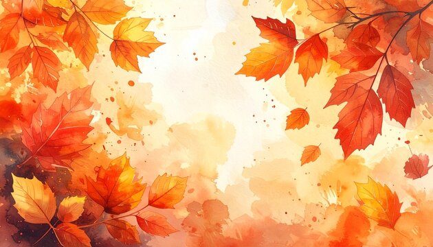 Warm watercolor leaves create a cozy autumn atmosphere with a thoughtful message of gratitude