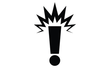 Black Exclamation Mark With Sparkles Isolated On White Background