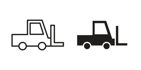 Forklift icon symbol. Classic flat and linr style